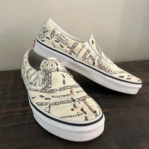 Harry Potter Marauders Map Slip On Vans Size M 7 W 8.5